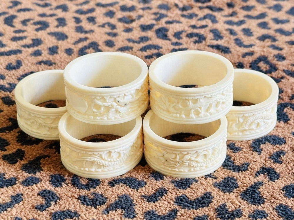 Antique Chinese Ivory napkin rings set of 6