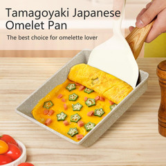 Tamagoyaki Pan,Japanese Omelette Pan,White Tamagoyaki Egg Pan, Non Stick Rectang