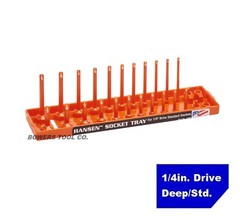 Hansen Global 1/4″ Drive Socket Tray Holder Set Metric SAE Standard Deep Orange