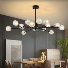 18-Light Modern Crystal Chandelier LED Sputnik Pendant Fixture Ceiling Lighting