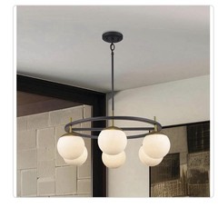 Monteaux Lighting 24.25 in. 6-Light Black and Gold Hanging Pendant Light Fixture