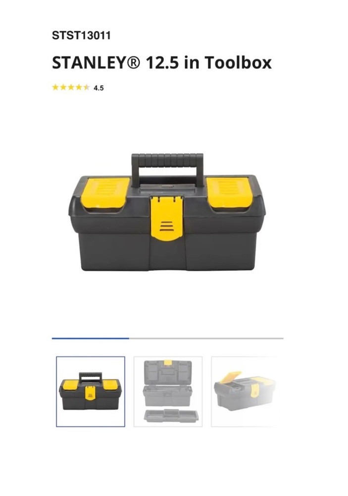 2 Pack! ~ STANLEY® 12.5 in Toolbox Tool Box with Lid Organizers STST13011