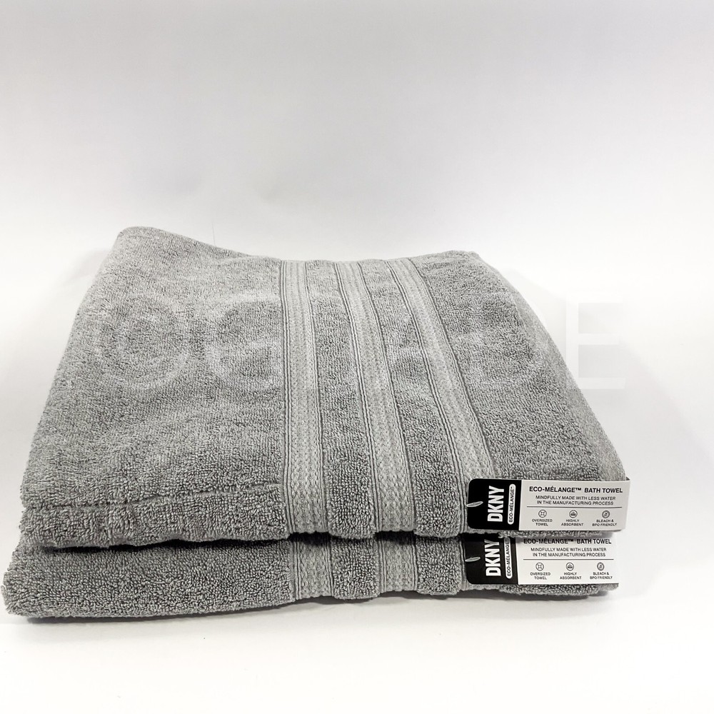 DKNY Eco-Melange Gray 30 In x 58 In Towels 2Pc Bath New