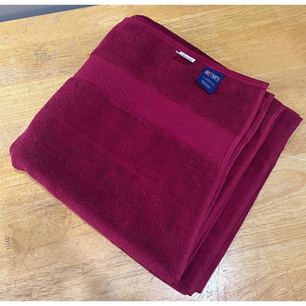 Chaps Home Cranberry Red 100% Cotton Bath Towel 30×58 Made in Turkey NWT