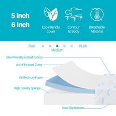 5 Inch Memory Foam Mattress, Fiberglass Free, Medium Firm, Mattress in A Box