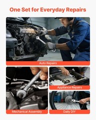 VEVOR Flex-Head Ratcheting Wrench Set Combination Wrench Set 24-Piece SAE Metric