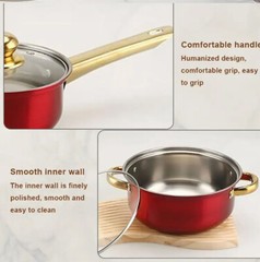 12 Piece Cookware Set Nonstick Pots and Pans Home Kitchen Cooking Non Stick Red