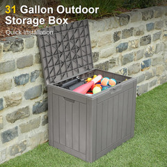60 Gallon and 31 Gallon Deck Boxes, Outdoor Storage Boxes with Padlock for Patio