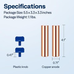 Solar Copper Anode 2 Pack Replacement Kit Fit Most Solar Pool Ionizer Models