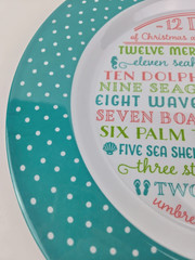 NEW Occasionally Made “12 DAYS of Christmas at the BEACH” 14″ Melamine Platter