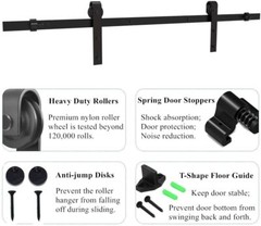 6.6FT Sliding Barn Door Hardware Kit Modern Closet Hang Style Track Rail Black