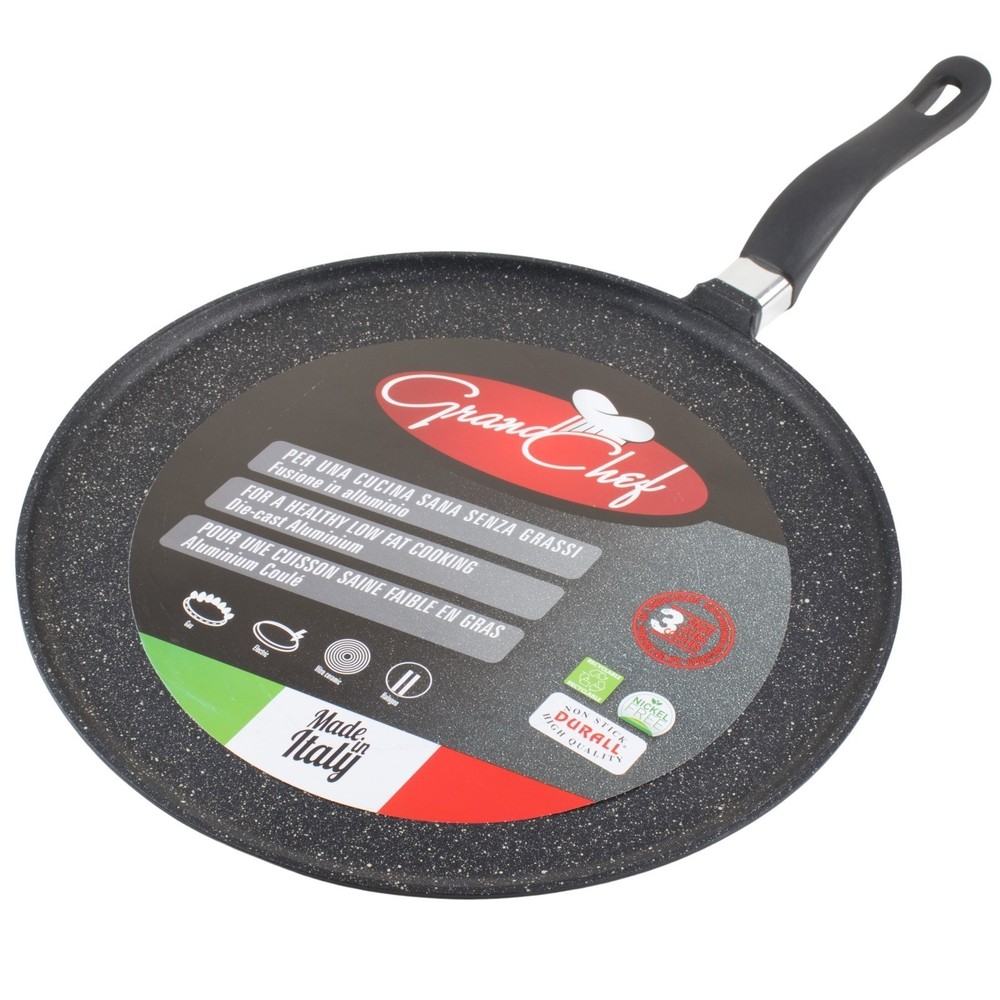 Roch Guss Grand Chef Crepe Griddle Pan Made in Italy Large Size 32 cm