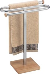 Hand Towel Holder Stand S-Shape Countertop Towel Stand with Wood Base Freesta…