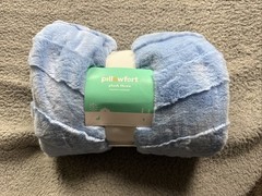 Pillowfort Blue Wave Kids’ Plush Throw Blanket – 58in L x 48in W