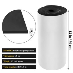 Adhesive Neoprene Foam Sheet Roll 12x59x1/8in Closed Cell Padding Black