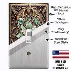Metal Light Switch Outlet Cover Decorative Wall Plate Rustic Green Flower EFR102