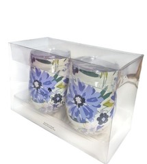 Kate Spade Festival Floral Stainless Steel Stemless Wine Glasses Blue Multi New