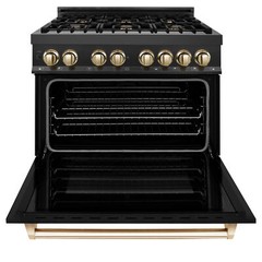 ZLINE 36″ 4.6 cu. ft. Dual Fuel Range Gas Stove Electric Oven GOLD RABZ-36-G OB