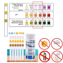 50pcs 3/6IN1 Chlorine Dip Test Strips Hot Tub SPA Swimming Pool PH Tester Paper