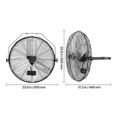 Uimoso 24 in Wall-Mounted Fan with Adjustable Speeds for Industrial Use