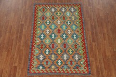 Reversible Kilim Oriental Rug 4×6 Flat-weave Southwestern Carpet for Any Room