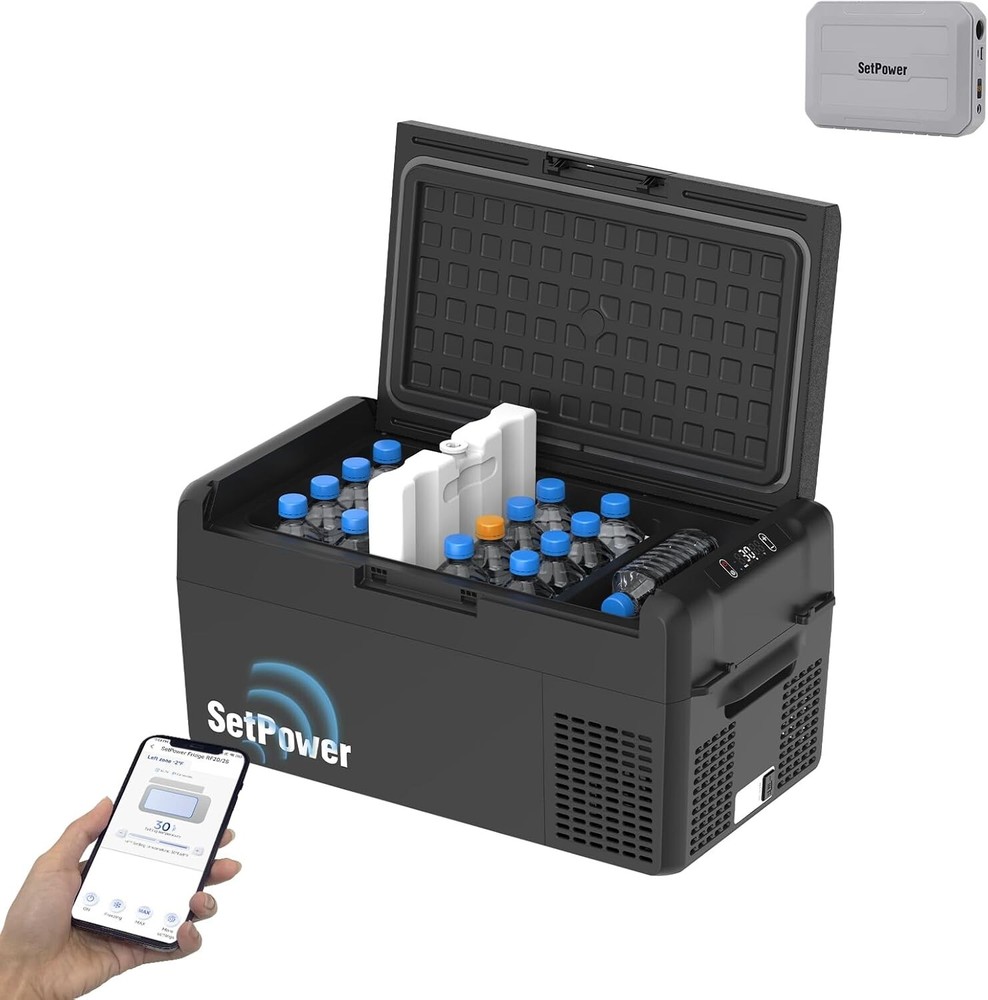 Setpower RF20 12V Portable Refrigerator with PG216WH Battery Pack for camping