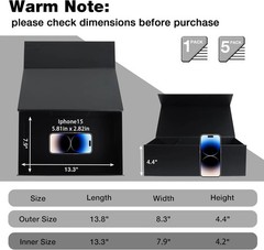 Black Gift Box with Magnetic Lid 13.8×8.3×4.4 in Collapsible Storage Box 1 Pack