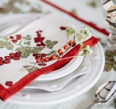 Couleur Nature, “Gooseberry Red & Green” French Country Holiday Tablecloths, NEW