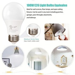4/6/12/24Pack A19 LED Bulbs 15W 100W Equivalent Daylight 5000K, E26 Base 120V