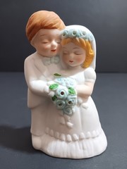 Vintage Bisque Coty Bride And Groom Figurine Pomander Potpourri 4.25″in