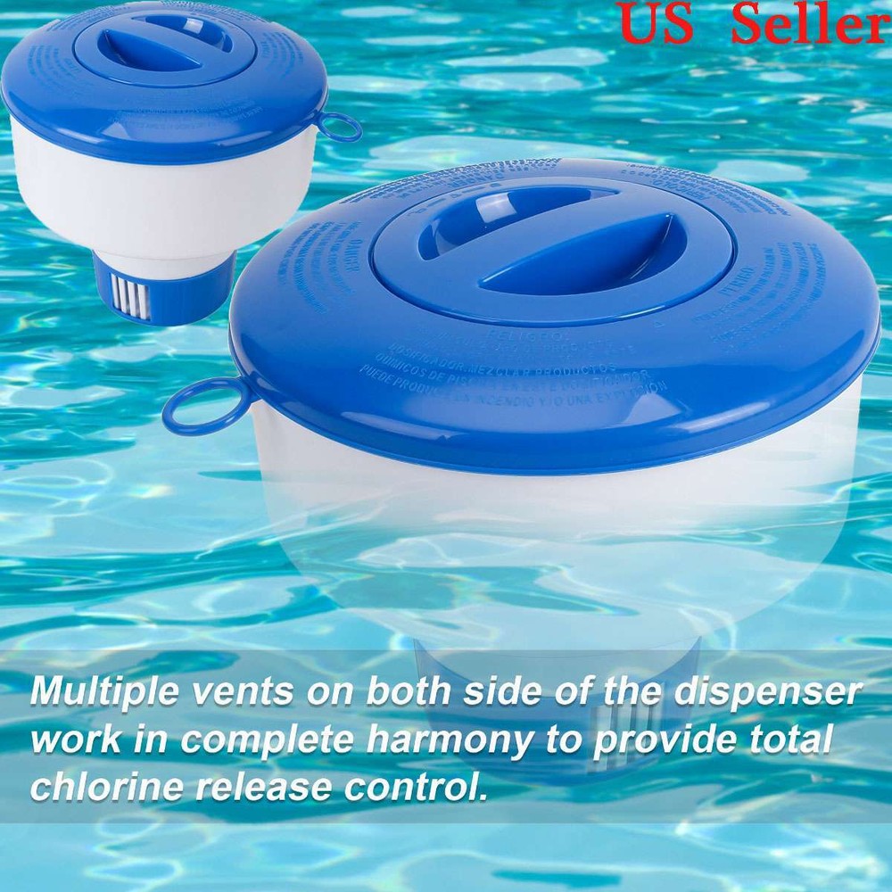 Floating Chlorine 3″ Tablet Swimming Pool Chemical 7″ Dispenser Collapsible Tank