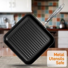 NutriChef 11″ Hard-Anodized Non stick Grill & Griddle Pan – Kitchen Cookware