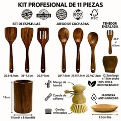 Premium 11pcs Acacia Wood Kitchen Utensil Set – Natural & Non-Stick Safe Cooking