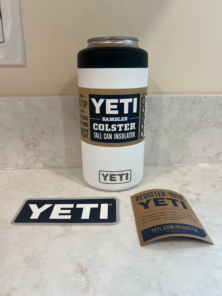 Classic White YETI® Tall Can Colster® Rambler® – Authentic NEW Discontinued