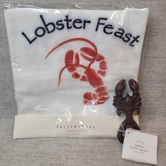 Pottery Barn Lobster Feast Apron Embroidered w Lobster Bottle Opener Both NEW