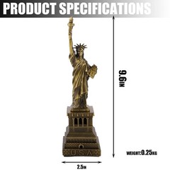 25CM/9.8in Bronze Statue of Liberty Metal Miniature Decor Sculpture Liberty I