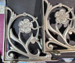 3 pcs lot of Shelf Brackets Iron Silver Finish Floral Ornate Decorative 7″ x 7″