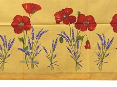 French Provencal Coated Tablecloth Poppies & Lavender 59 X 98 Made In France