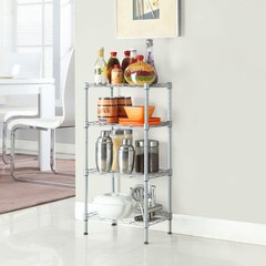 High Quality Rectangle Carbon Steel Metal 4-Shelf Storage Rack Silver New Style