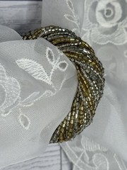 Set of 7 Vintage Beaded Napkin Rings with Tiny Seed Beads Silver Gold India EUC