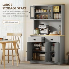 HOMCOM 71″ Kitchen Pantry, Modern Storage Cabinet with Drawers, Glass Doors