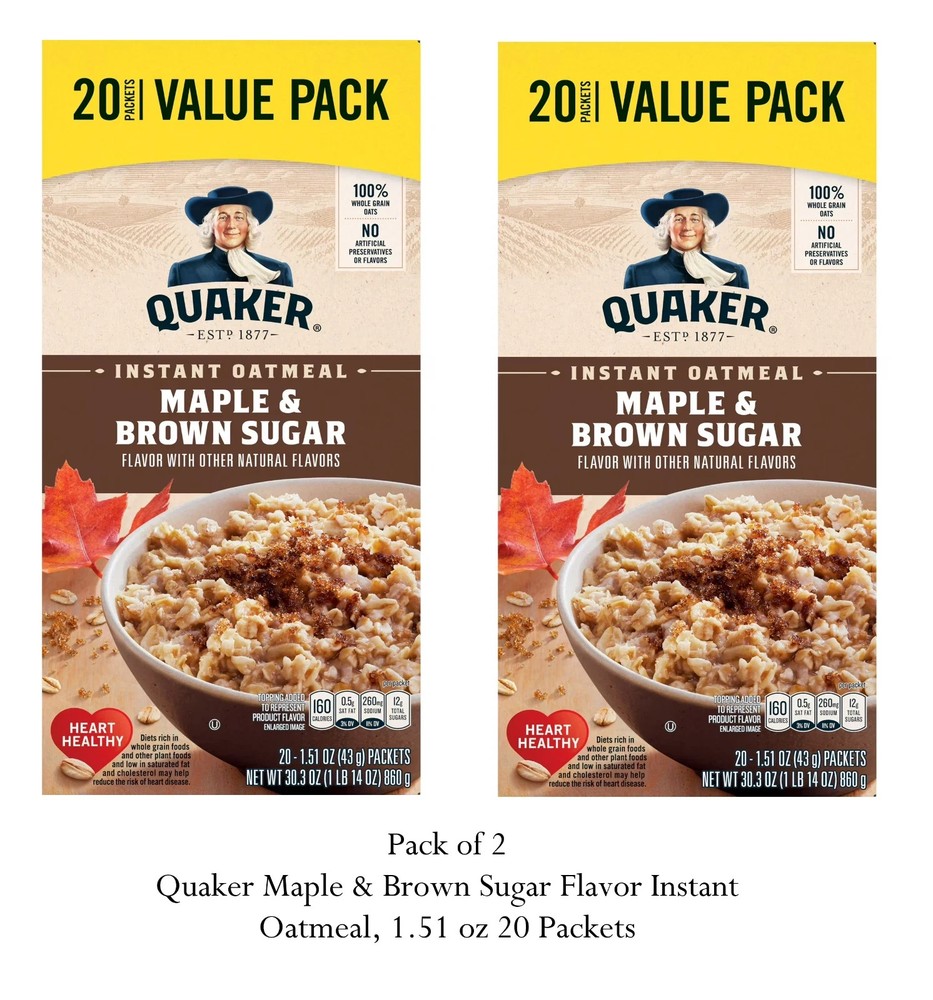 Quaker Maple & Brown Sugar Flavor Instant Oatmeal, 1.51 oz 20 Packets