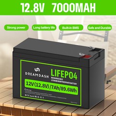 12.8V 7Ah LiFePO4 Lithium Battery, 4000+ Cycles Built-in BMS for Fish Kids Car