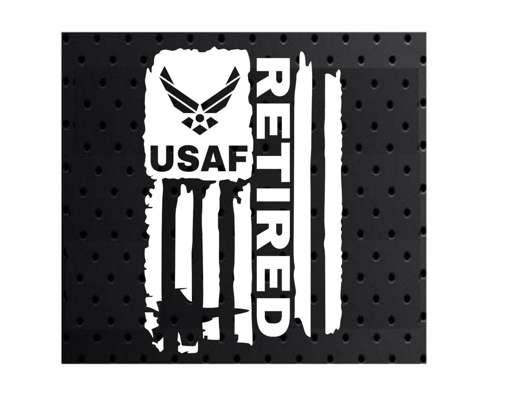DISTRESSED USAF UNITED STATES AIR FORCE FLAG RETIRED DECAL STICKER 3.8″ x 6.0″