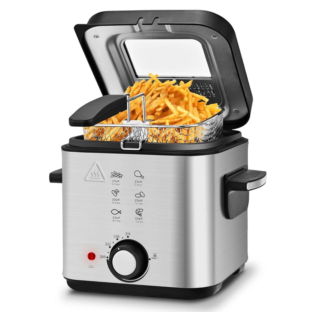 Deep Fryer 1.5L Cool Touch with Basket Nonstick Removable Lid