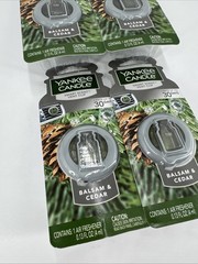 Yankee Candle Smart Car Vent Clip Air Freshener 30 days, Balsam & Cedar, 4 Pack