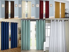 NEW Empire Solid Faux Silk Window Curtain Panel With bronze Grommets – All Sizes
