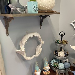 Replica Shark Jaw 15.5in Resin Wall Sculpture Coastal Ocean Nautical Decor