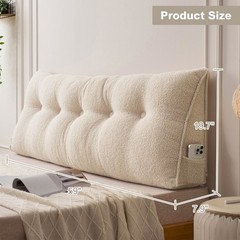 Twin/Queen/King Teddy Fleece Wedge Headboard Pillow w/ High Resilience Filling