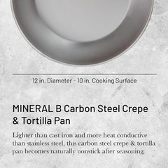 Crepe Pan Non Stick Carbon Steel 12 Inch for Tortillas Pancakes Cookware